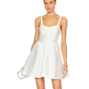 Amanda Uprichard White Mabel Dress Bellis Jacquard (Small) $246